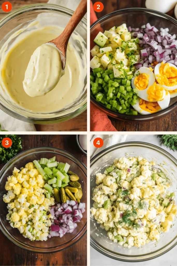 The Best Low-Carb Cauliflower Potato Salad Recipe You’ll Ever Taste!-Insructions